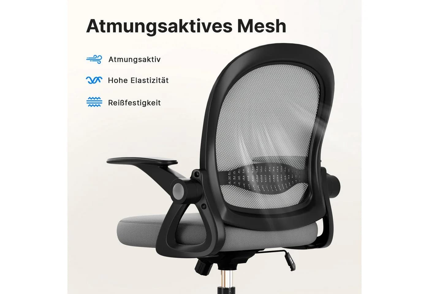 ZAISZE Bürostuhl Ergonomisch mit Mesh-Rückenlehne und klappbaren Armlehnen - Bild 4