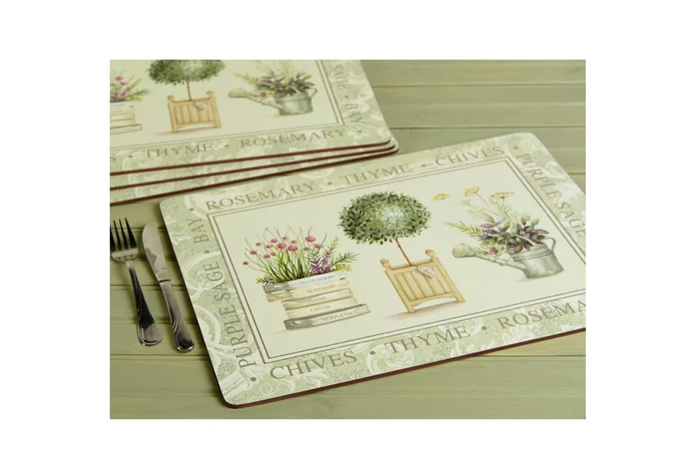 Creative Tops 4er Set Platzset Kork Gartenmotiv Mehrfarbig
