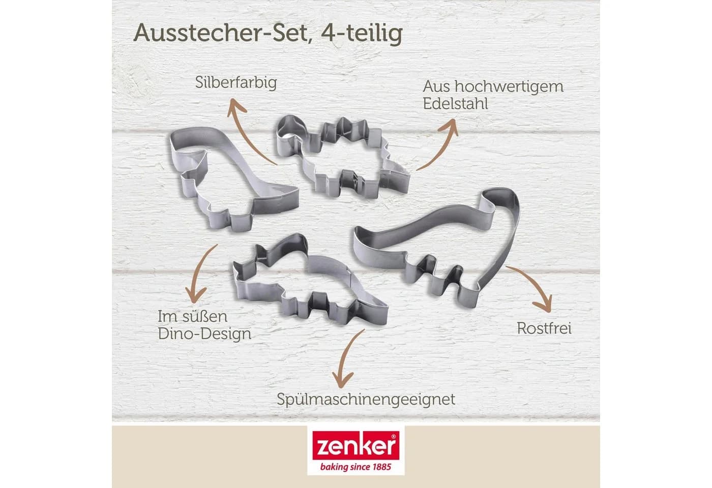 Zenker Ausstechform Dinosaurier 4-teilig Edelstahl - Bild 3