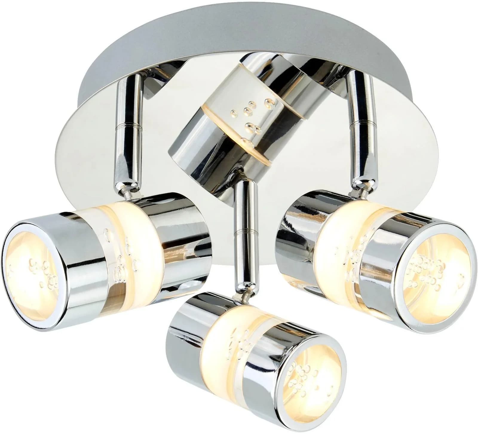 Searchlight LED-Deckenrondell Bubbles IP44 Dreiflammig Chrom