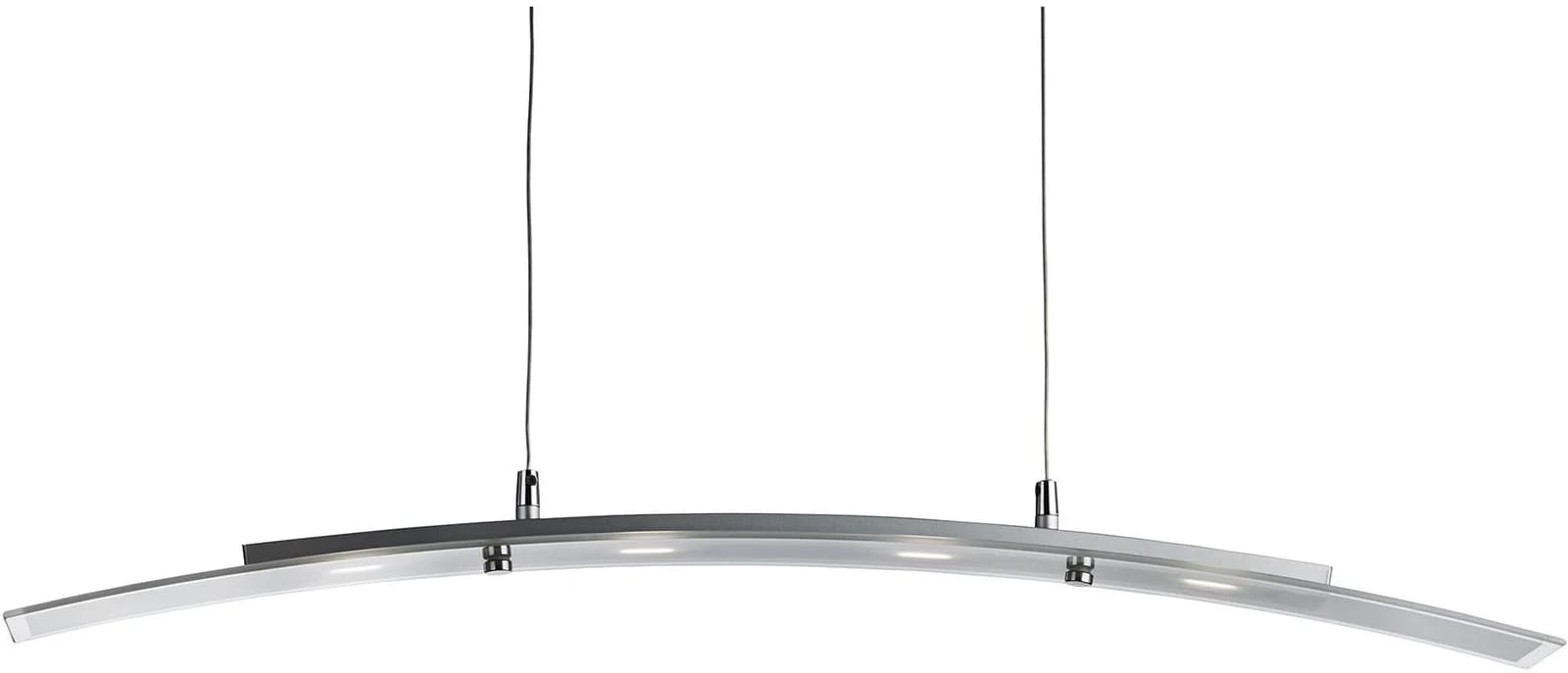 SEARCHLIGHT Hängeleuchte Curve 4Lt Pendant Satin Silver Metal & Frosted Glass
