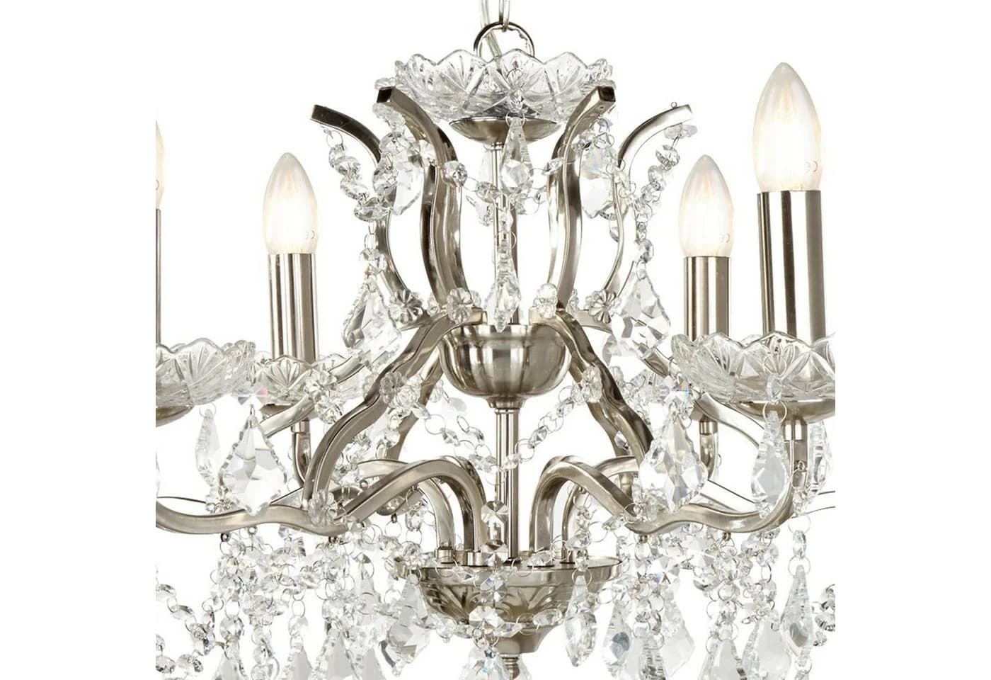 Searchlight Kronleuchter Paris 6-flammig Silber Kristall