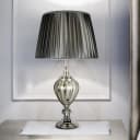Searchlight Tischleuchte Greyson - Glas Chrom Braun Faltenschirm Bild 1
