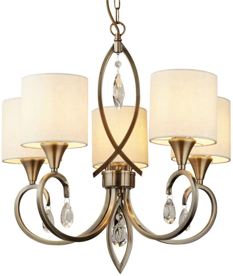 Searchlight Kronleuchter Alberto 5Lt Pendant Antik Messing Kristall - Bild 2