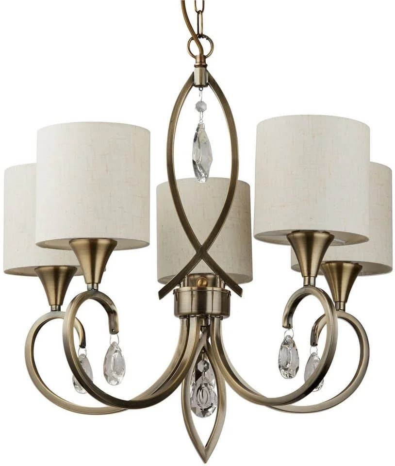 Searchlight Kronleuchter Alberto 5Lt Pendant Antik Messing Kristall - Bild 3