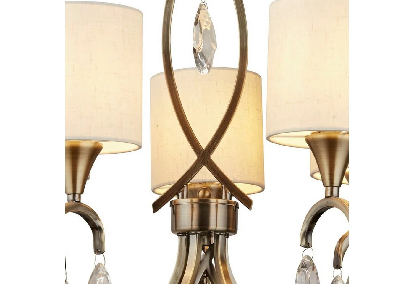 Searchlight Kronleuchter Alberto 5Lt Pendant Antik Messing Kristall - Bild 4