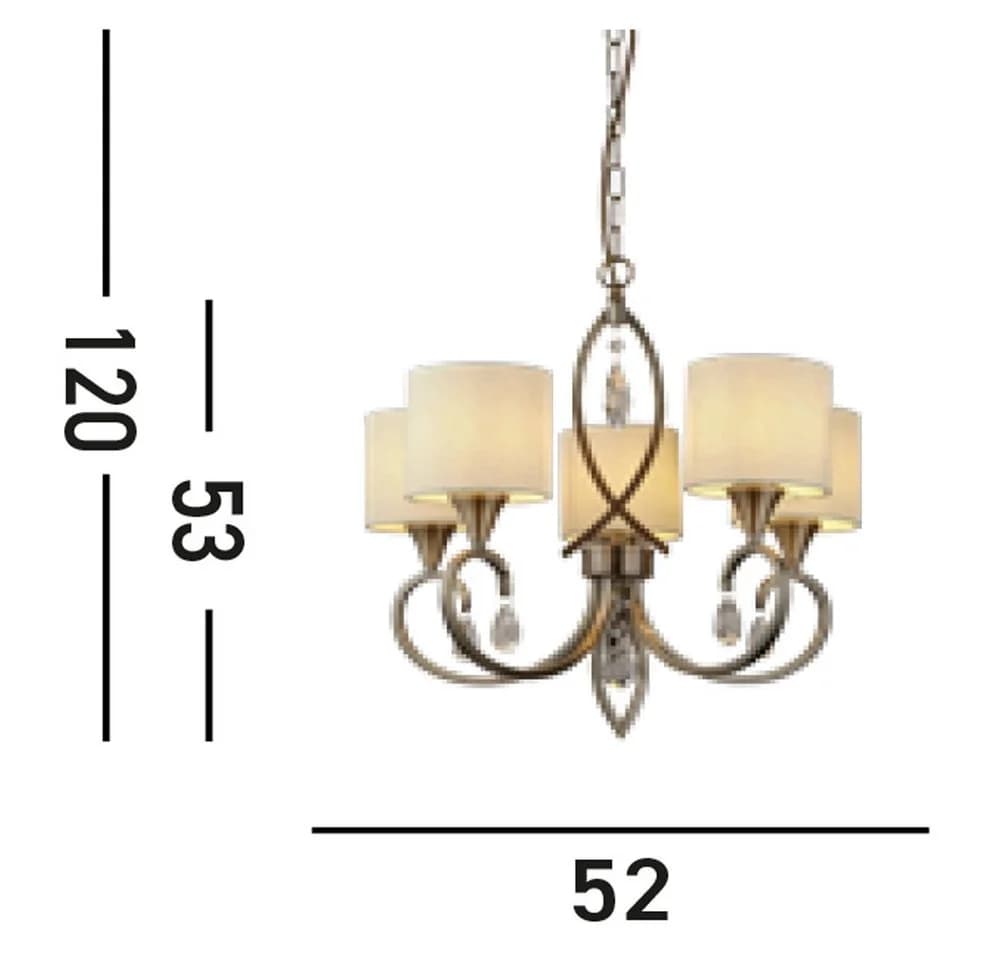 Searchlight Kronleuchter Alberto 5Lt Pendant Antik Messing Kristall - Bild 5