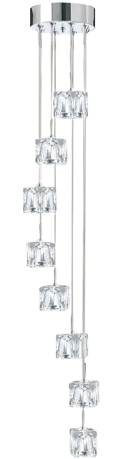 Searchlight LED-Hängeleuchte Ice Cube 8-flammig Chrom Kristallglas