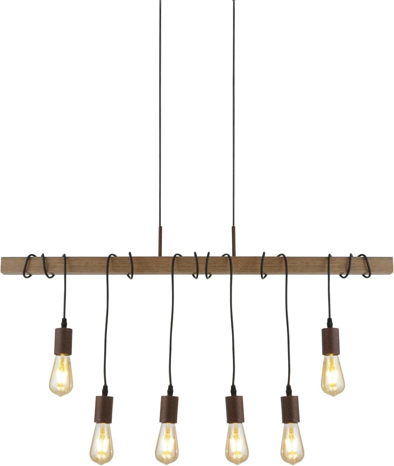 Searchlight Barn 6Lt Pendelleuchte Braun Holz & Metall