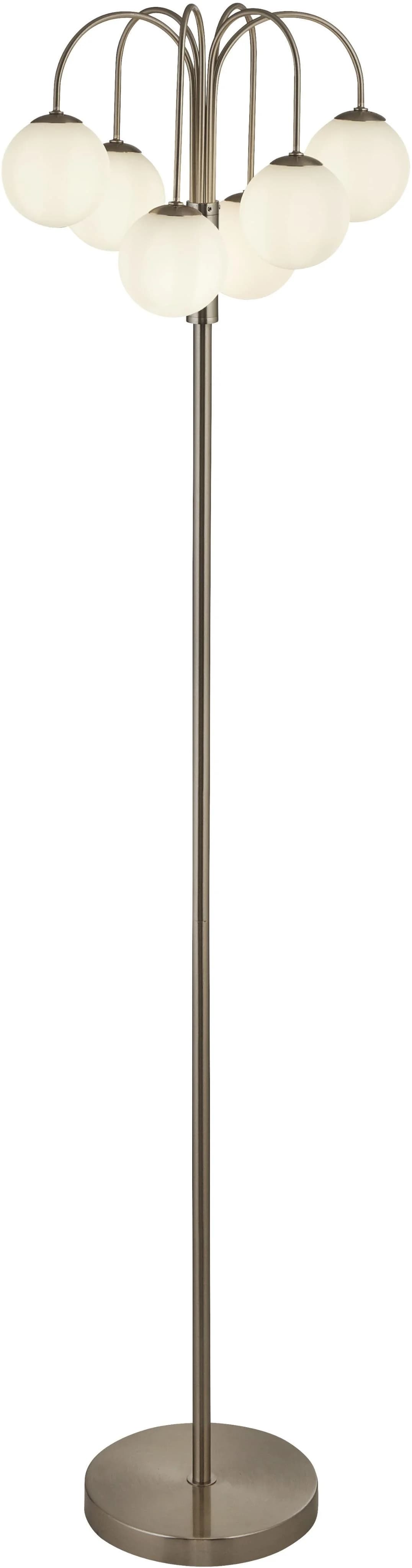 SEARCHLIGHT Stehlampe Hail 6Lt Satin Nickel Opalweiß