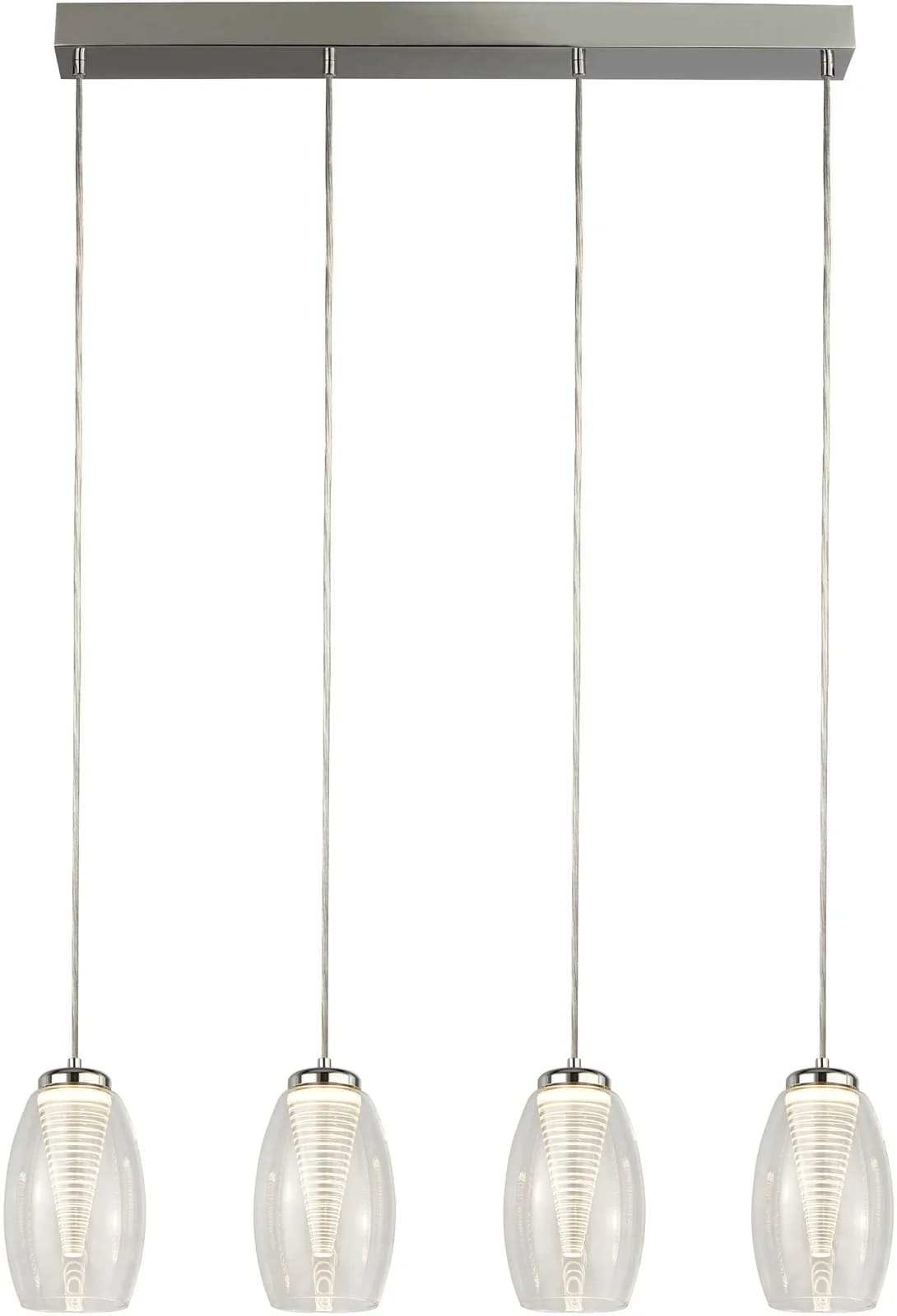 SEARCHLIGHT Pendelleuchte Cyclone 4Lt Bar-Anhänger Chrom Klarglas