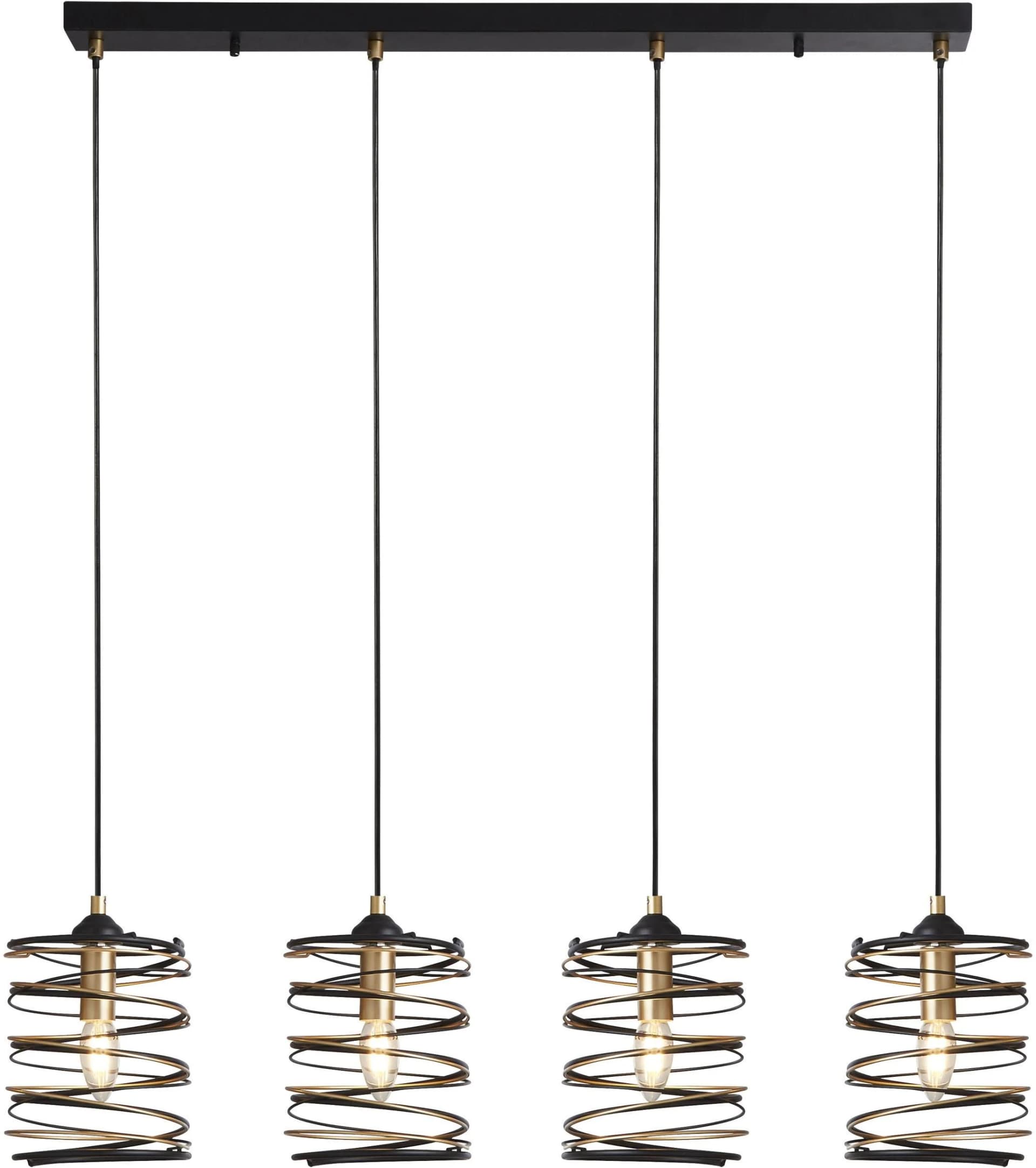 SEARCHLIGHT Pendelleuchte Spring 4Lt Bar-Anhänger Schwarz Gold