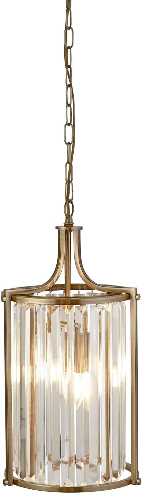 Searchlight Hängeleuchte Victoria 2Lt Antikmessing Kristallglas