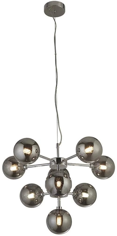 Searchlight Pendelleuchte Zarath, rauchgrau, Glas, 9-flammig