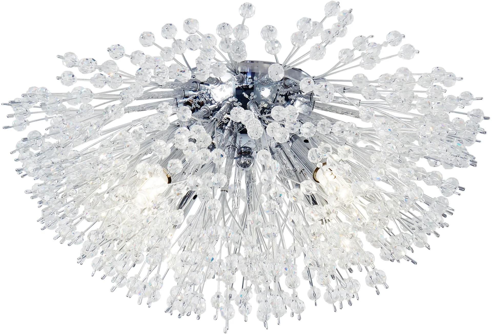 SEARCHLIGHT Deckenleuchte Sunburst 4Lt Flush Chrom Glasperlen