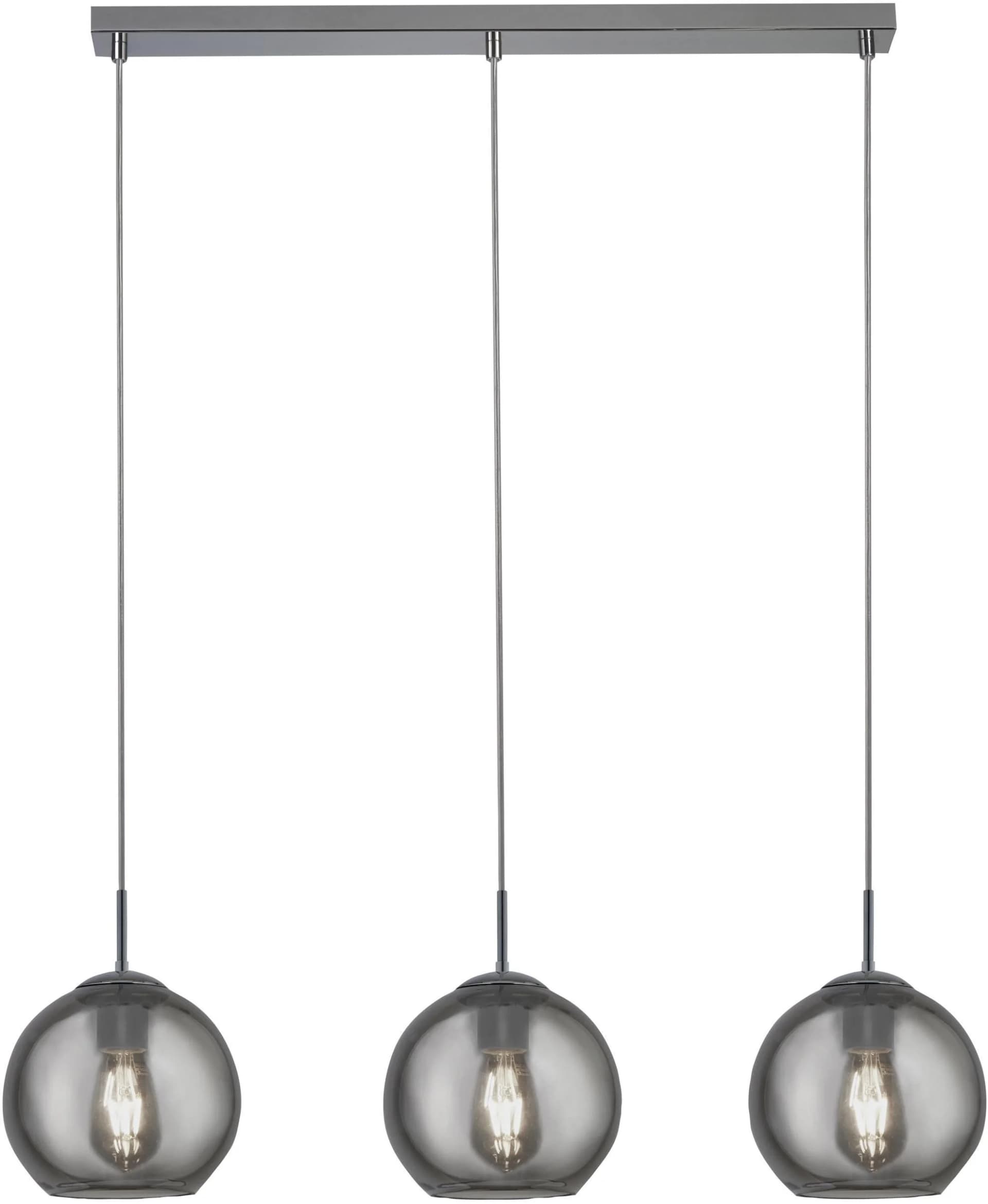 SEARCHLIGHT Pendelleuchte Balls 3Lt Chrommetall & Glas
