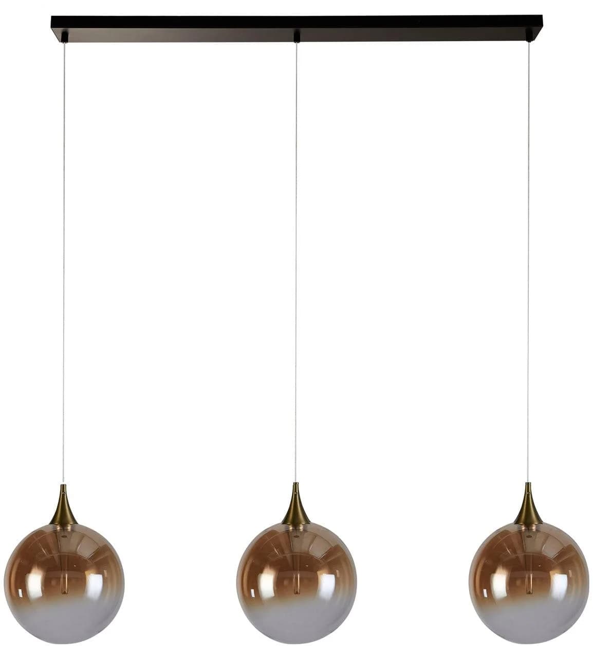 LED-Hängeleuchte Alchemy 3-fl. Schwarz, Bernstein, Glas