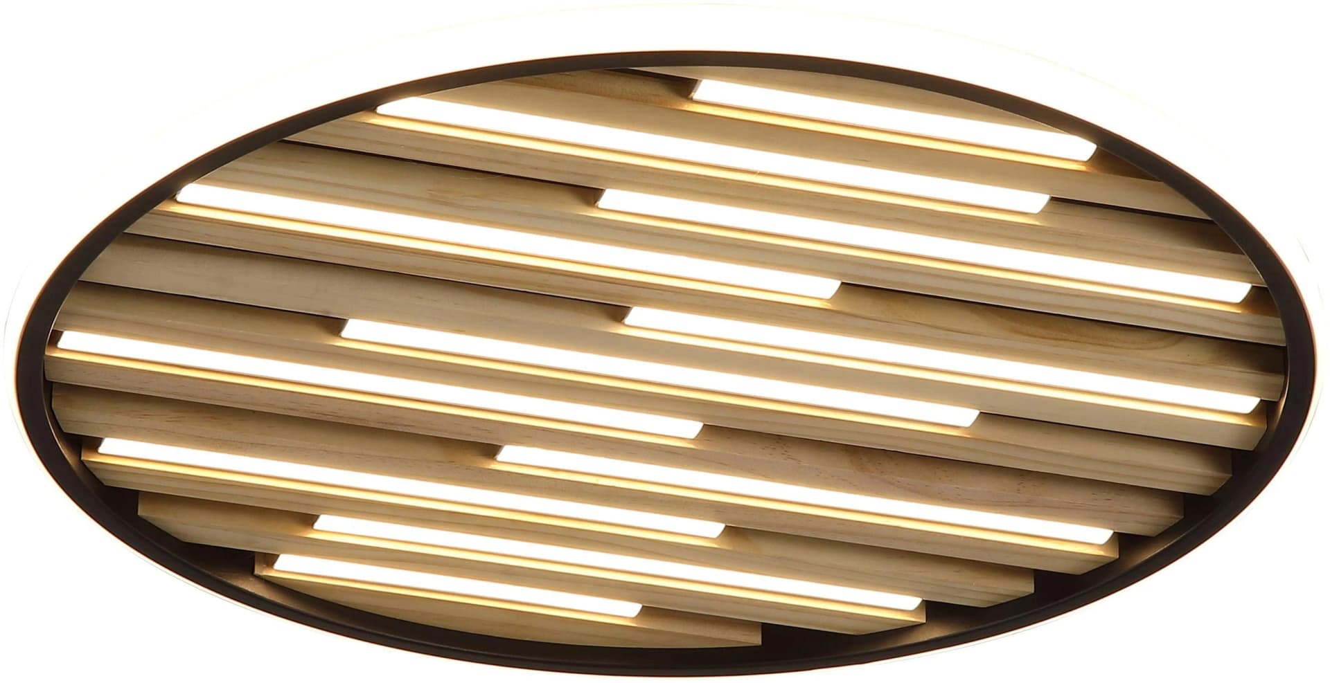 LED-Deckenlampe Equalise Ø 49 cm Schwarz/Hellbraun Metall