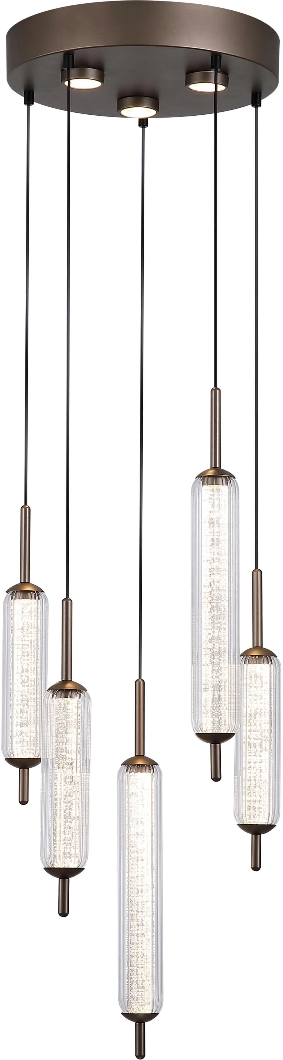 SEARCHLIGHT LED Pendelleuchte Cattail 5Lt Latte Metall Glas