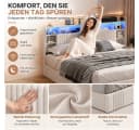 Simurq Polsterbett Doppelbett Beige mit LED, USB & Stauraum Bild 1