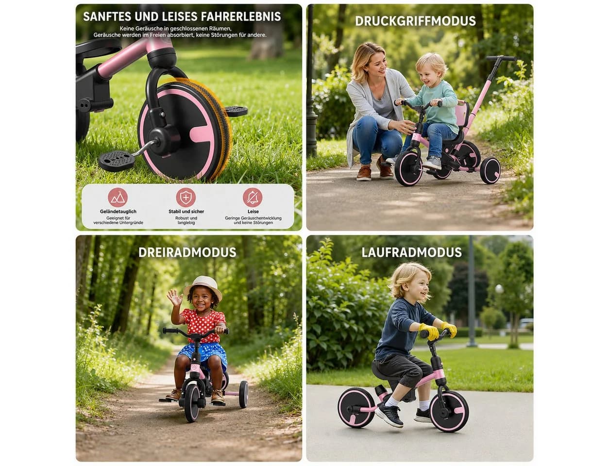 besrey Kinderdreirad 7-in-1 mit Schubstange und höhenverstellbarem Griff - Bild 3