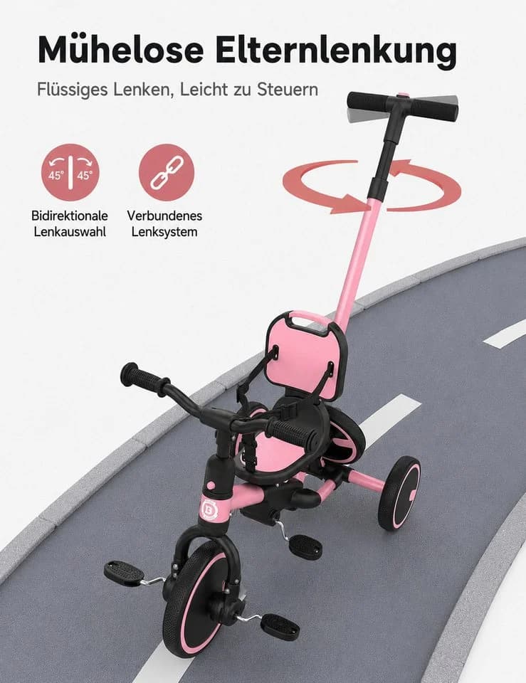 besrey Kinderdreirad 7-in-1 mit Schubstange und höhenverstellbarem Griff - Bild 4