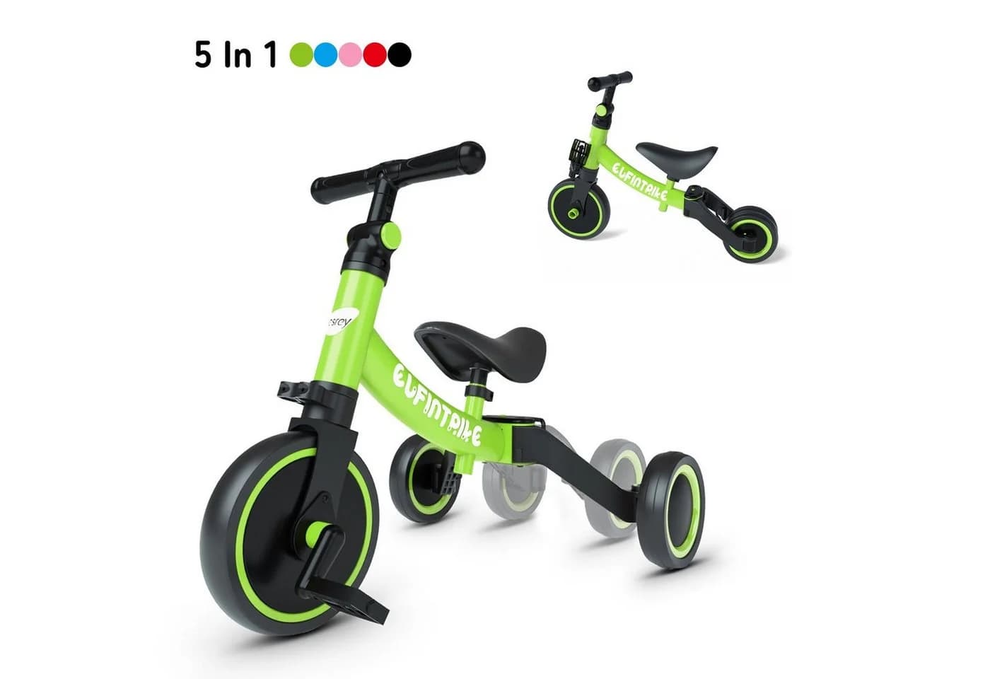 Besrey Kinderdreirad 5-in-1 Grün Stahlrahmen EVA-Reifen - Bild 2