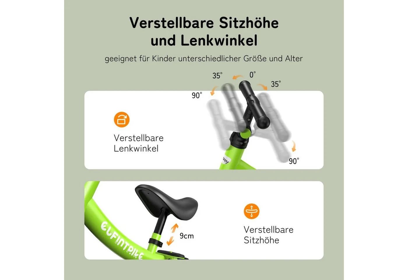 Besrey Kinderdreirad 5-in-1 Grün Stahlrahmen EVA-Reifen - Bild 3