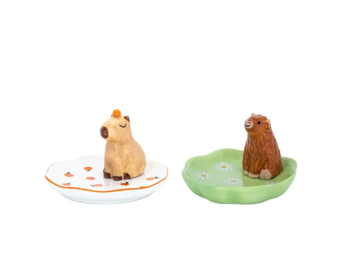 Sass & Belle Schmuckablage Schmuckteller Capybara Highland Cow Keramik - Bild 3
