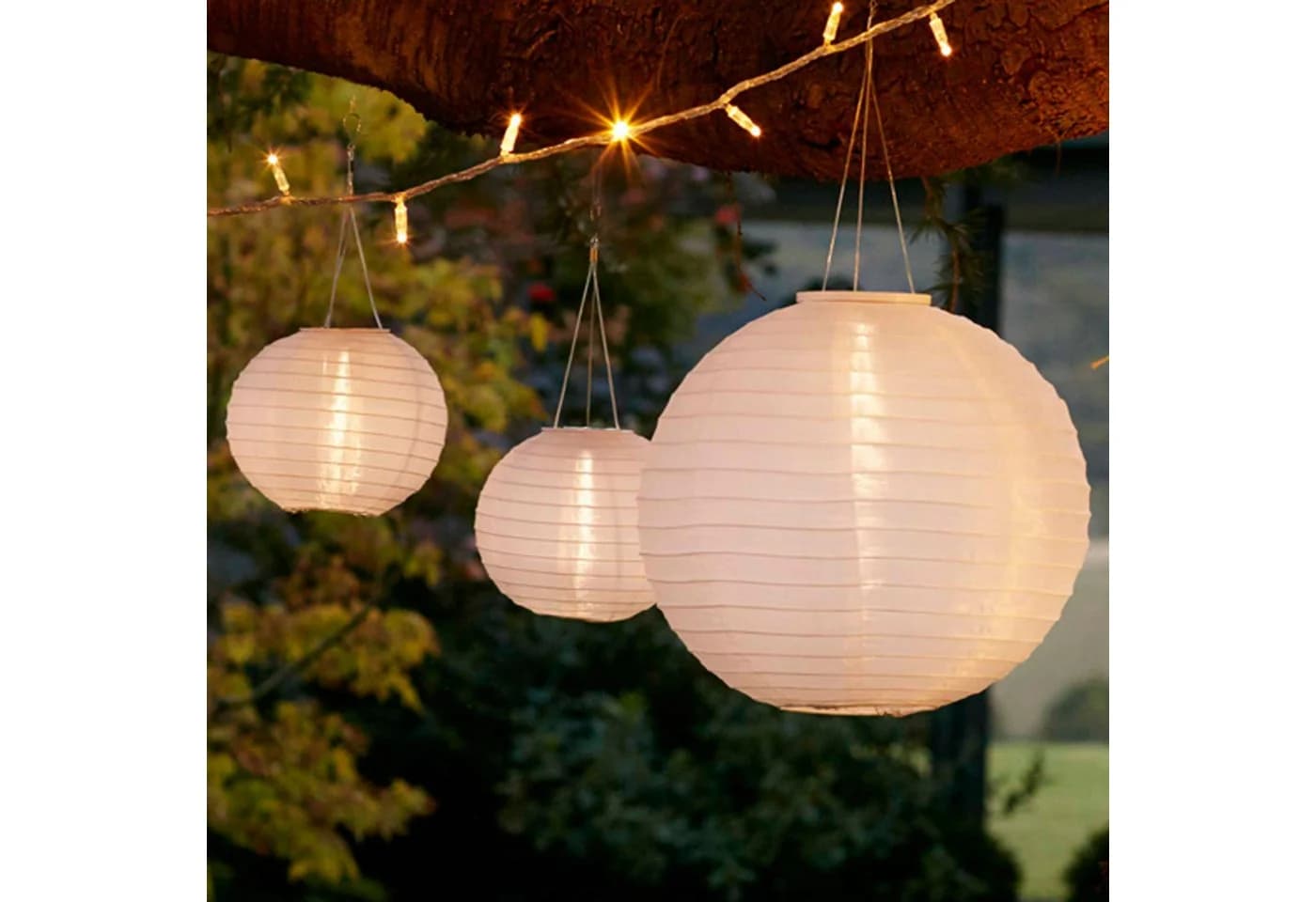 Lights4fun LED Laterne 3er Set LED Solar Lampions Weiß - Bild 2