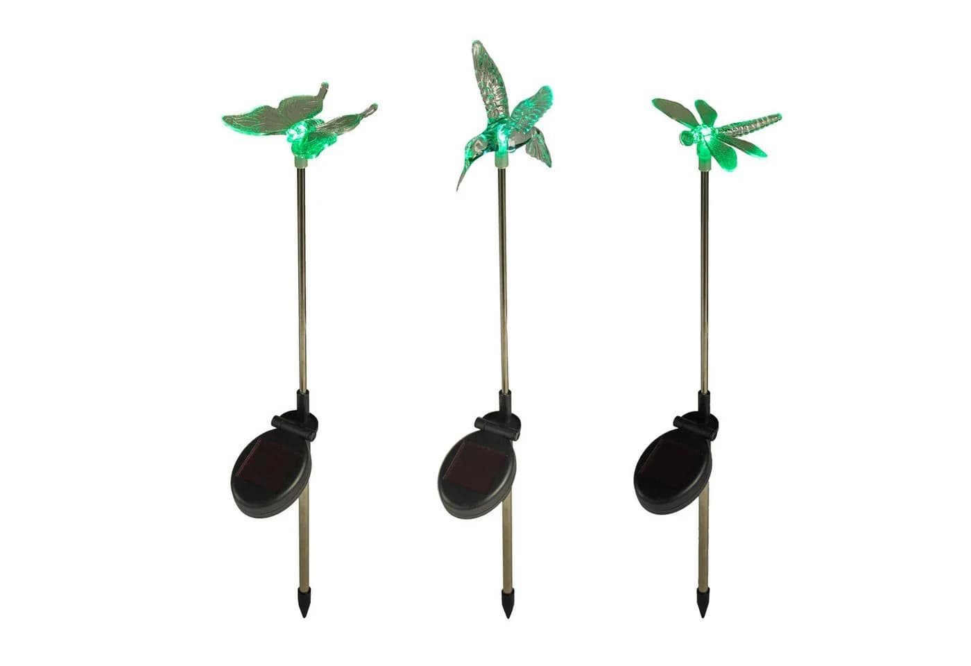 Lights4fun LED Gartenleuchte 3er Set Solar Stableuchten Libelle Schmetterling Kolibri - Bild 4