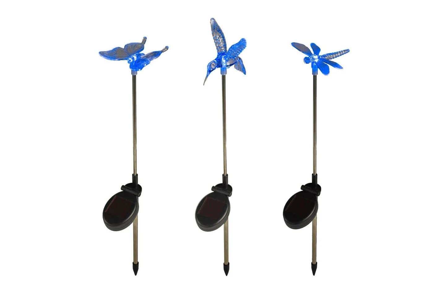 Lights4fun LED Gartenleuchte 3er Set Solar Stableuchten Libelle Schmetterling Kolibri - Bild 5