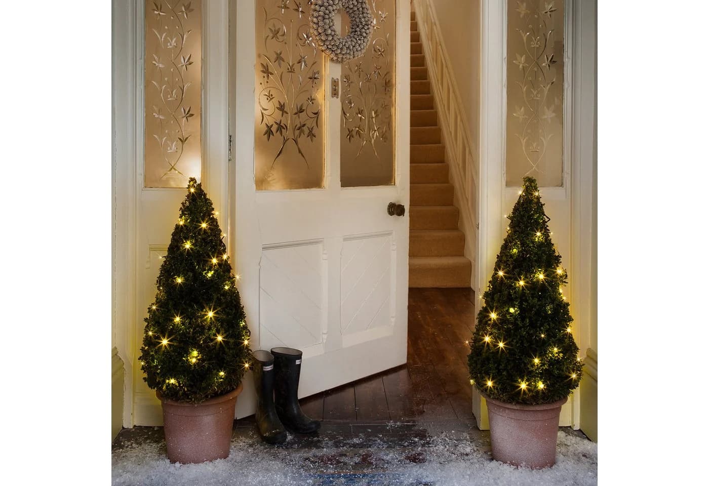 Lights4fun LED-Lichterkette 2x 50er warmweiß batteriebetrieben