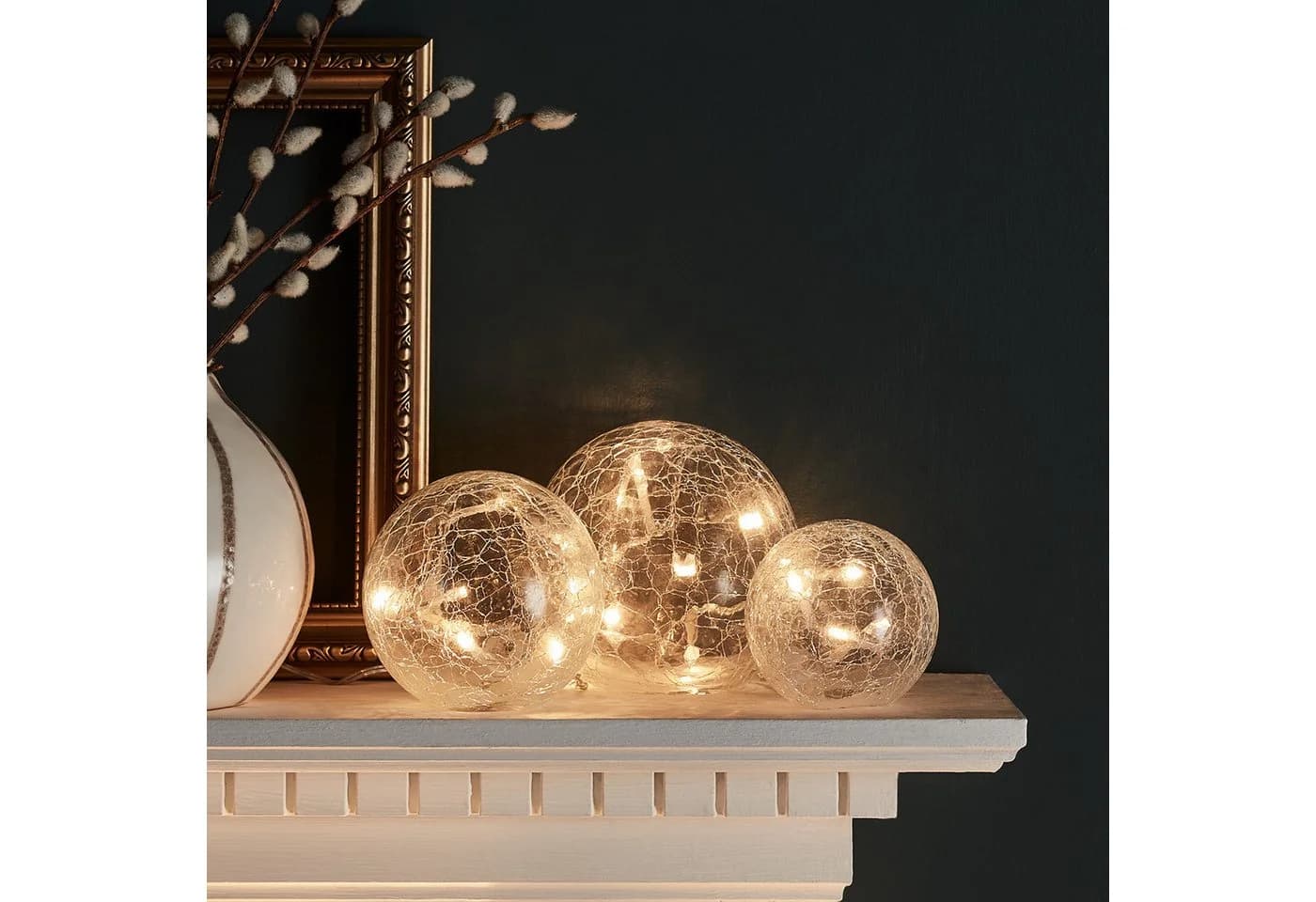 Lights4fun LED Dekofigur 3er Set LED Glaskugeln warmweiß Batterie