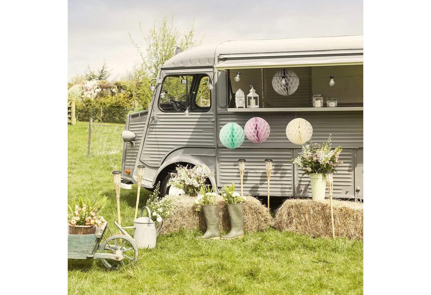 Lights4fun LED Gartenfackel 2er Set Bambus Tiki Solar