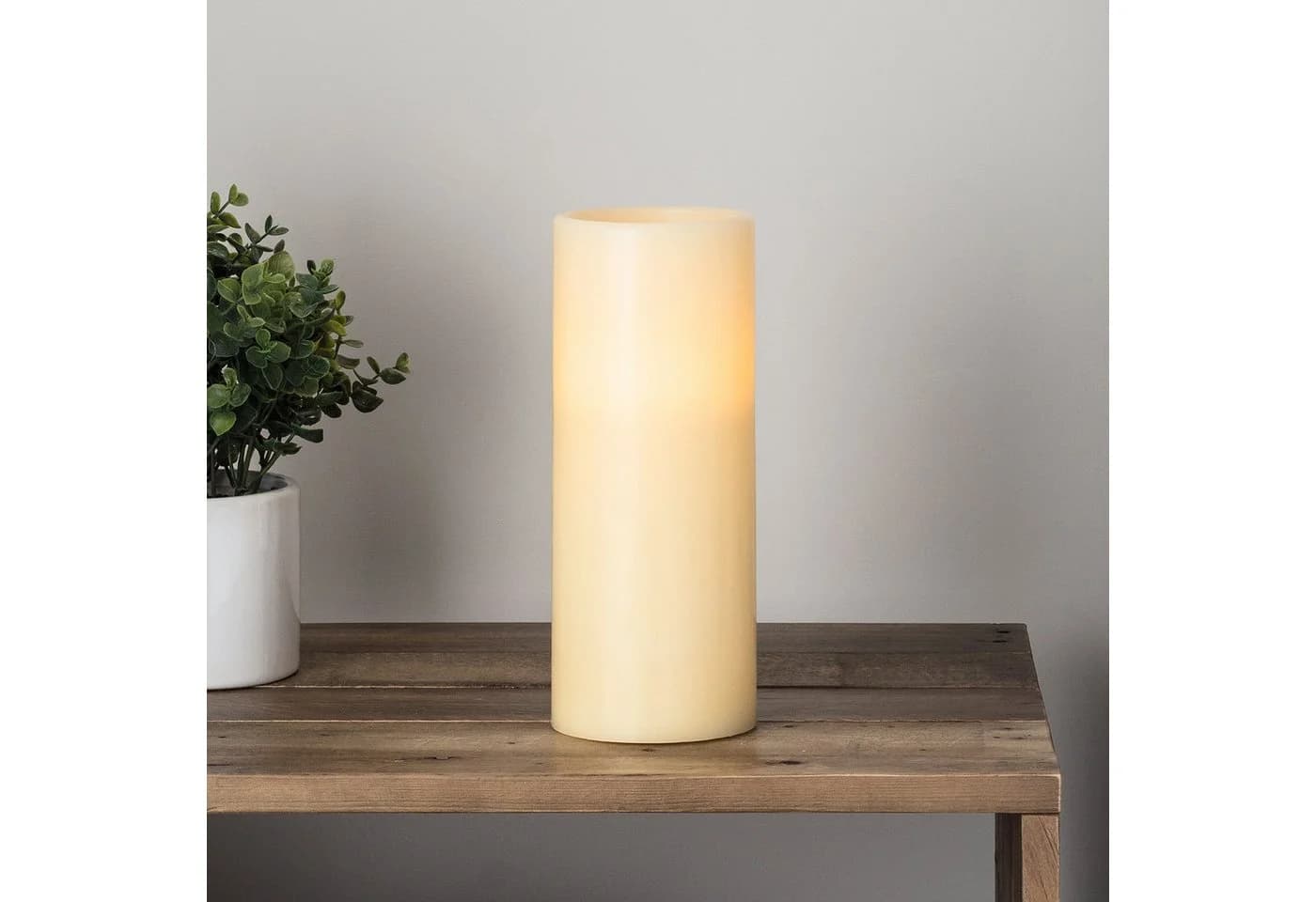 Lights4fun LED-Stumpenkerze Echtwachs Timer 25cm Beige - Bild 2