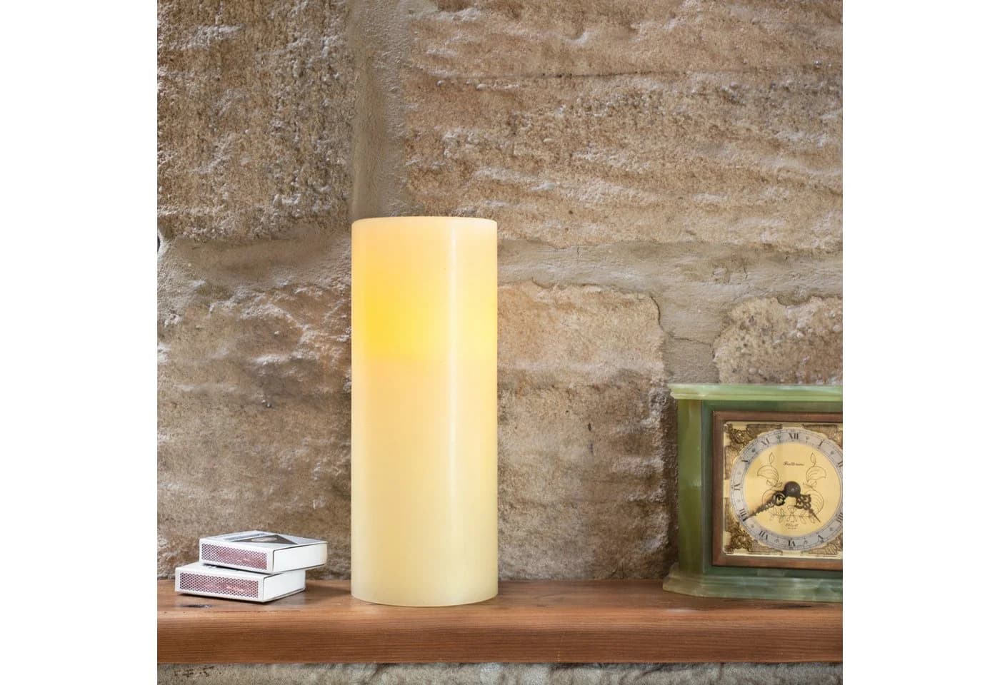 Lights4fun LED-Stumpenkerze Echtwachs Timer 25cm Beige - Bild 3