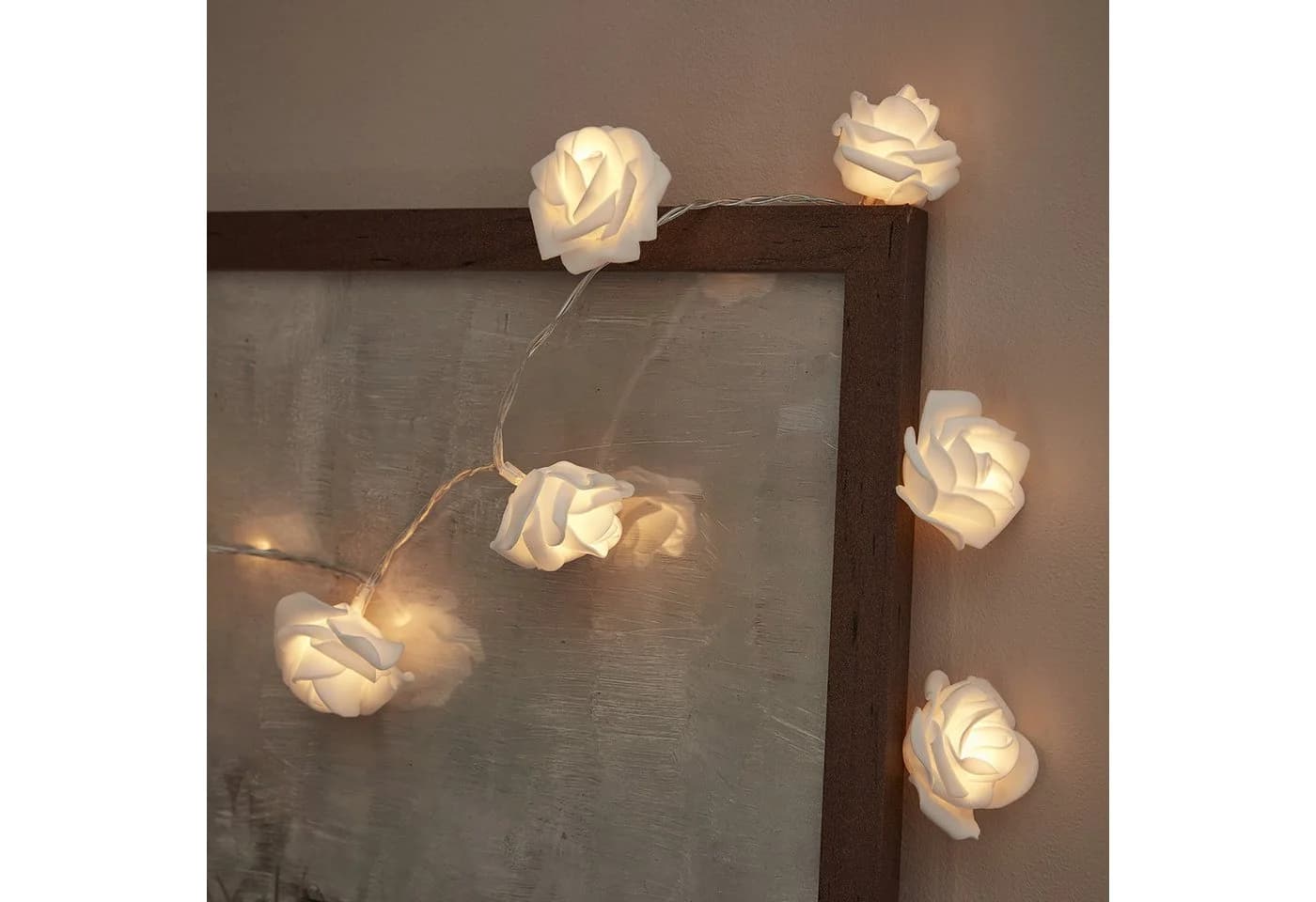 Lights4fun LED-Lichterkette 20er LED Rosen warmweiß batteriebetrieben - Bild 2