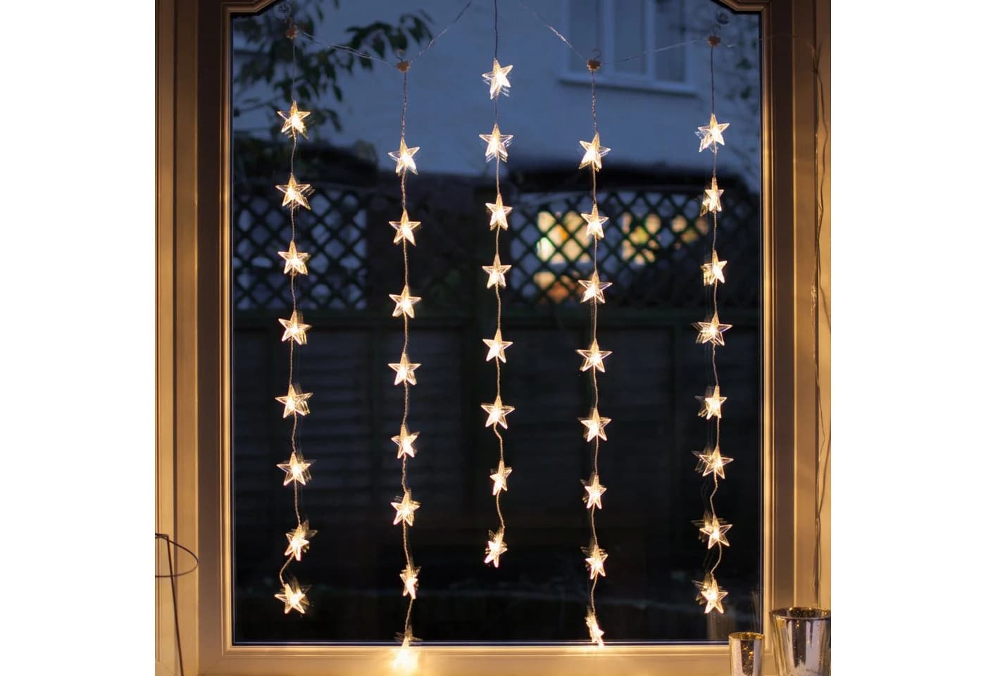 Lights4fun LED-Lichtervorhang 40er Sternen Lichtervorhang warmweiß 1,2m - Bild 2