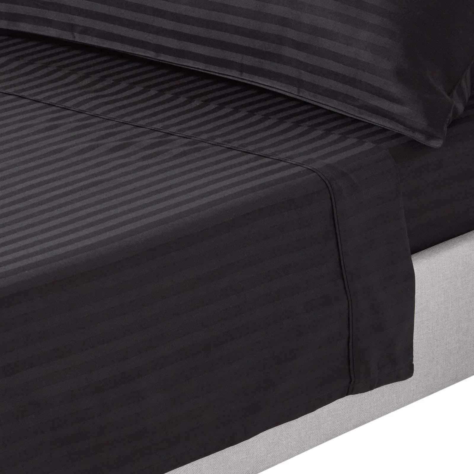 Homescapes DAMAST-BETTLAKEN ohne Gummizug Schwarz 100% Ägyptische Baumwolle