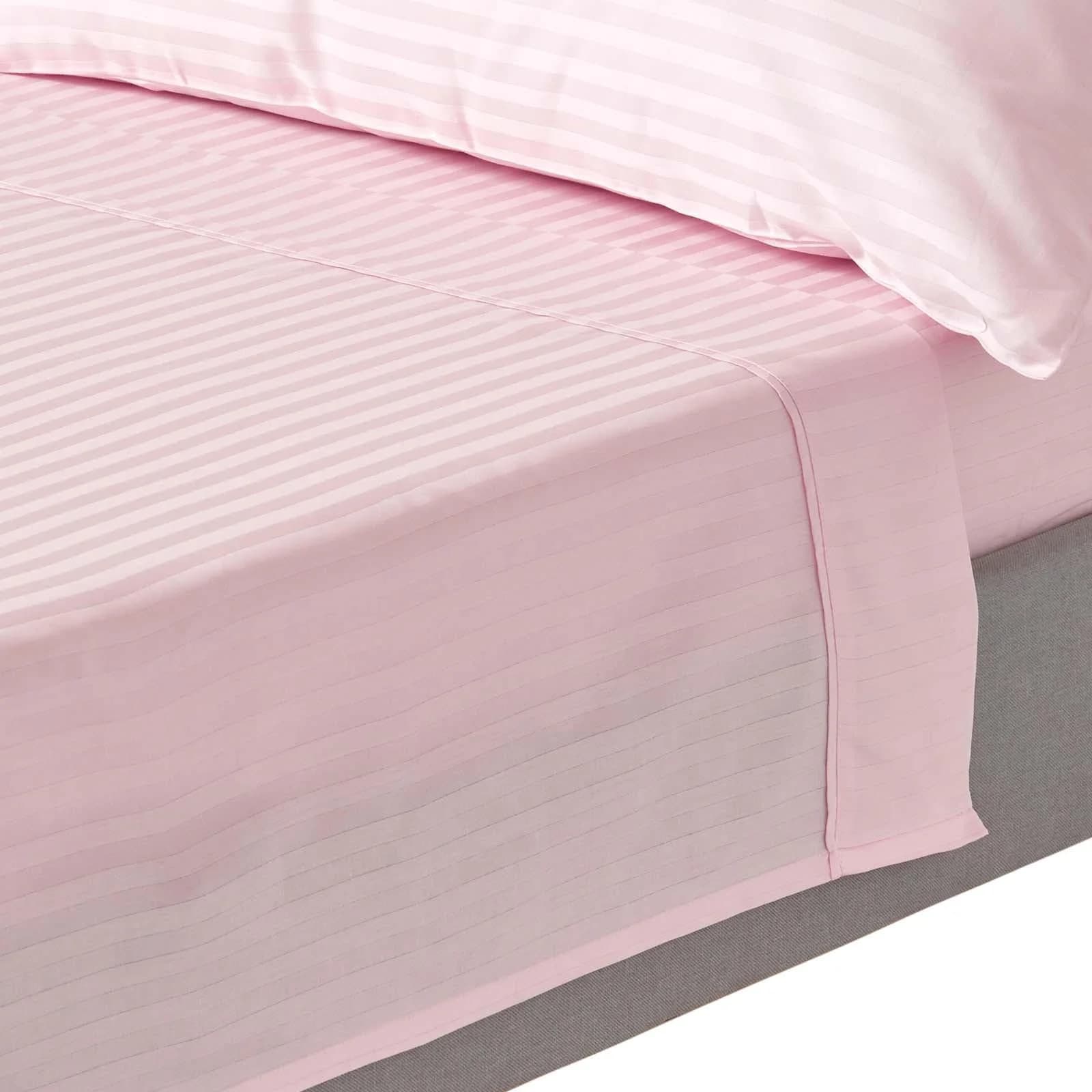 Homescapes Damast-Bettlaken ohne Gummizug 100% Ägyptische Baumwolle Rosa