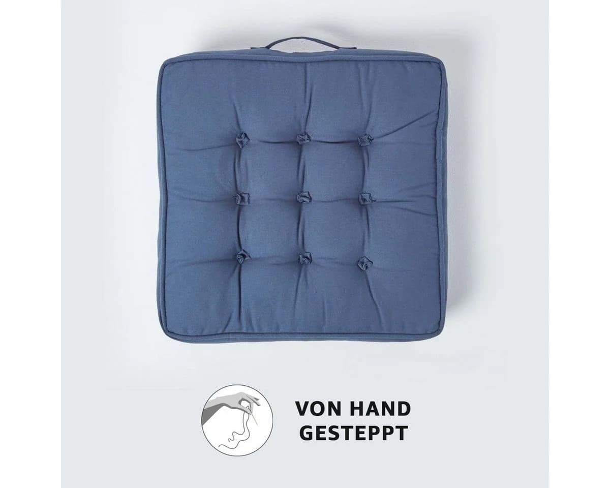 Homescapes Sitzkissen dunkelblau mit Baumwollbezug - Bild 3