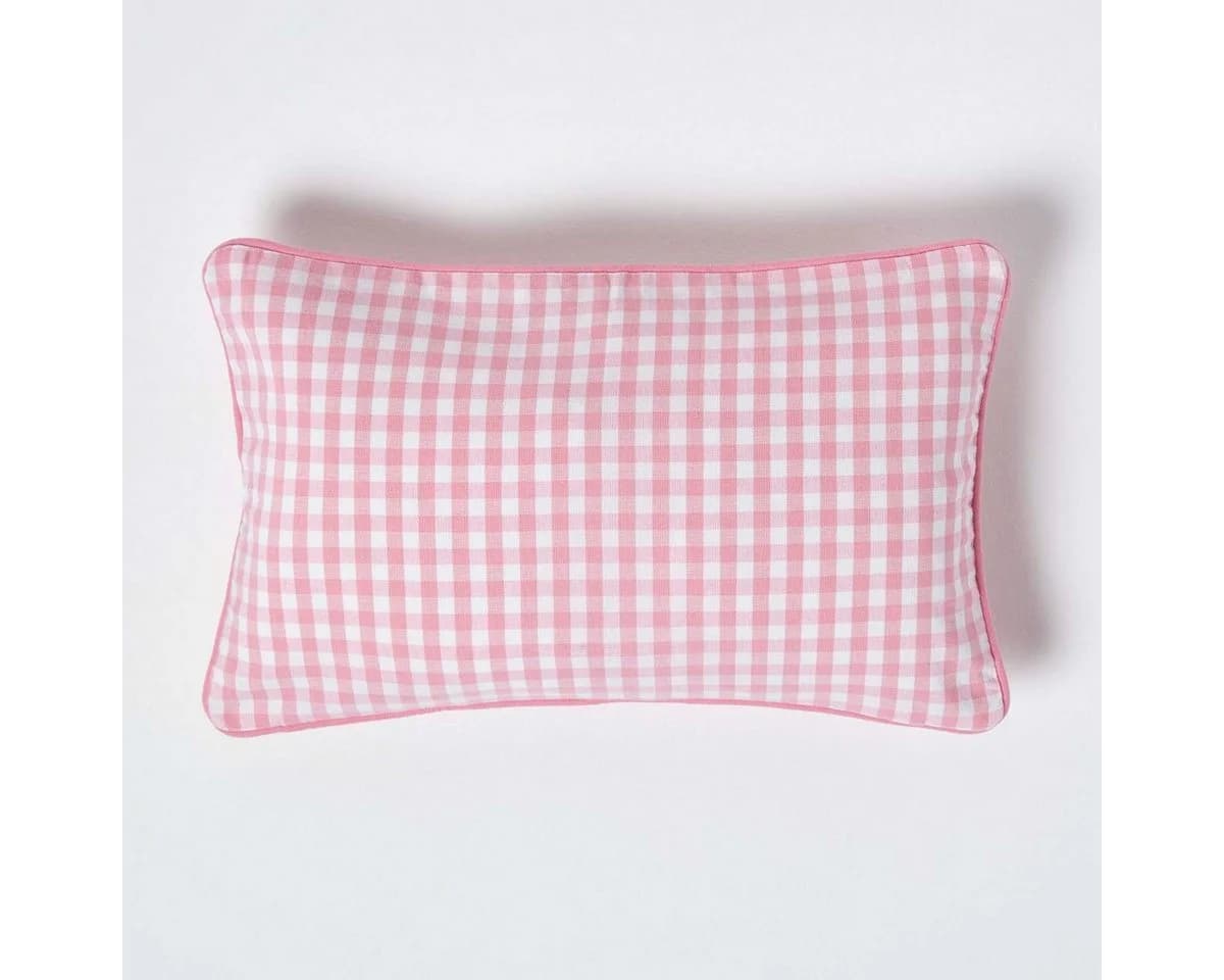Homescapes Gingham-Kissenbezug Rosa Baumwolle 30x50 cm - Bild 2
