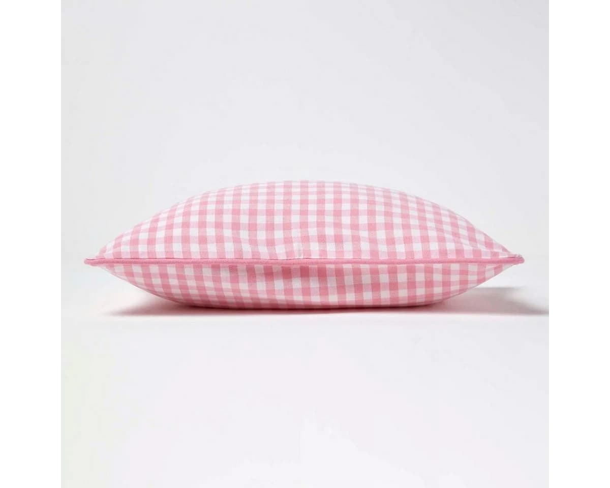 Homescapes Gingham-Kissenbezug Rosa Baumwolle 30x50 cm - Bild 3