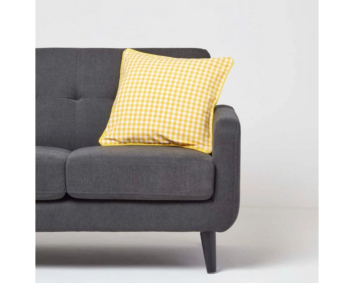 Homescapes Kissenhülle Gingham-Karo aus Baumwolle, Gelb