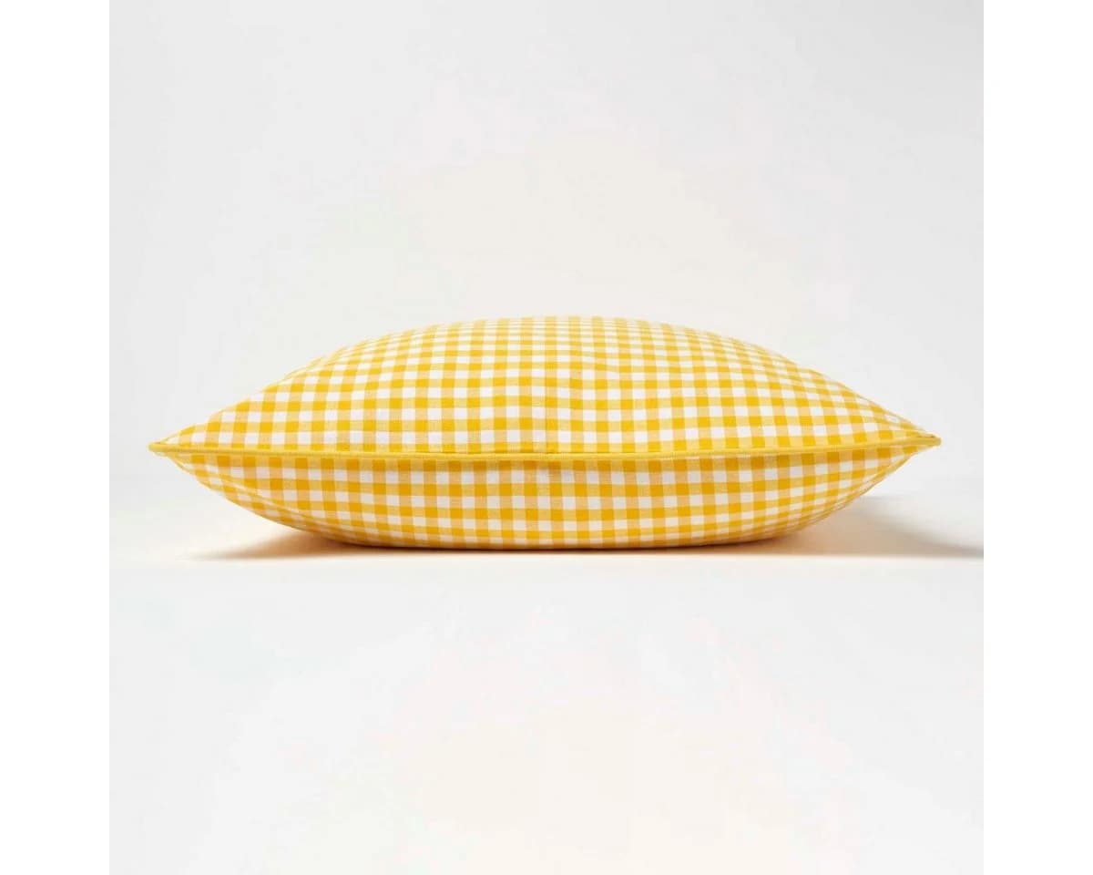 Homescapes Kissenhülle Gingham-Karo aus Baumwolle, Gelb - Bild 3