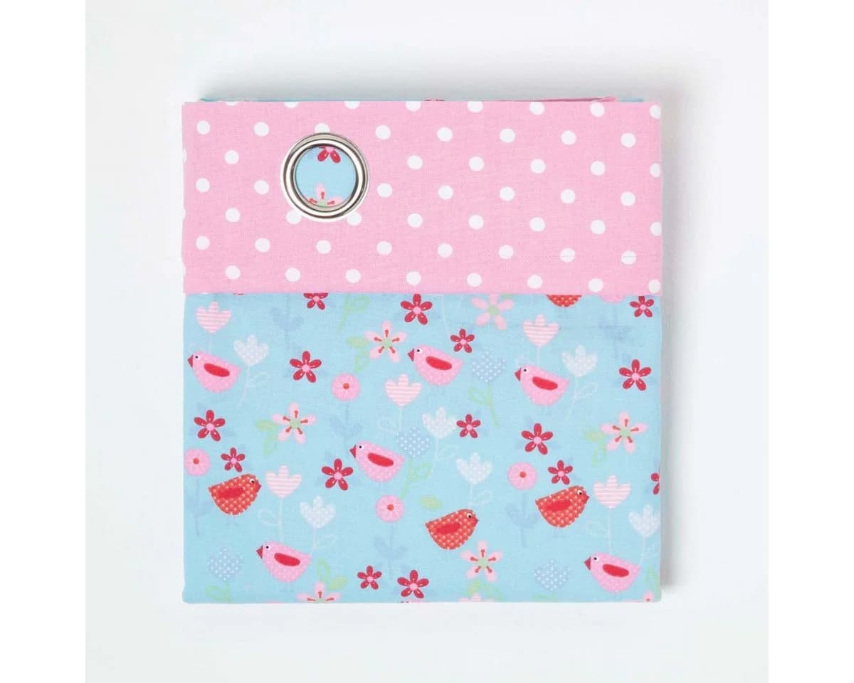Homescapes Gardine Vögel & Blumen Rosa Blau 2er Set