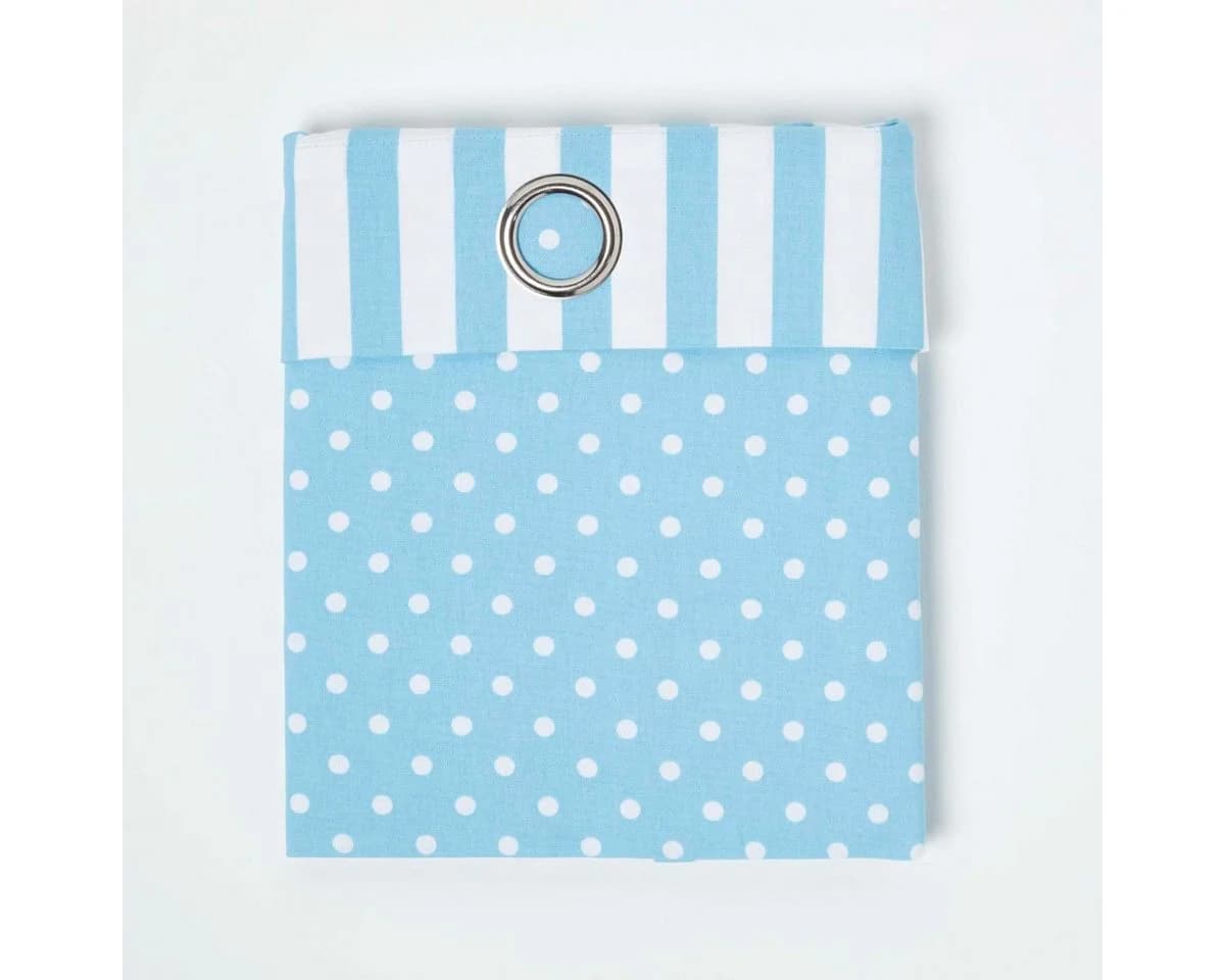 Homescapes Gardinen-Set Blau Streifen & Tupfen 2er Set