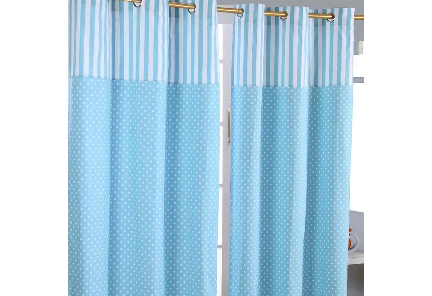 Homescapes Gardinen-Set Blau Streifen & Tupfen 2er Set - Bild 2