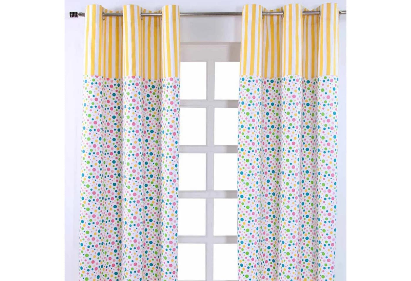 Homescapes Gardine 2er Set Polka Dots & Streifen bunt 137x117 cm - Bild 2